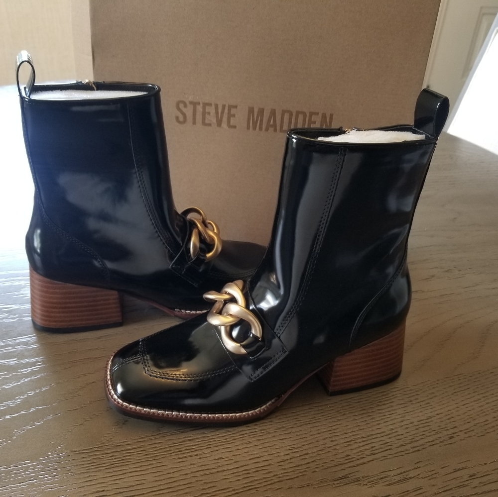 Brand New Steve Madden Loreen Black Booties Size 6.0